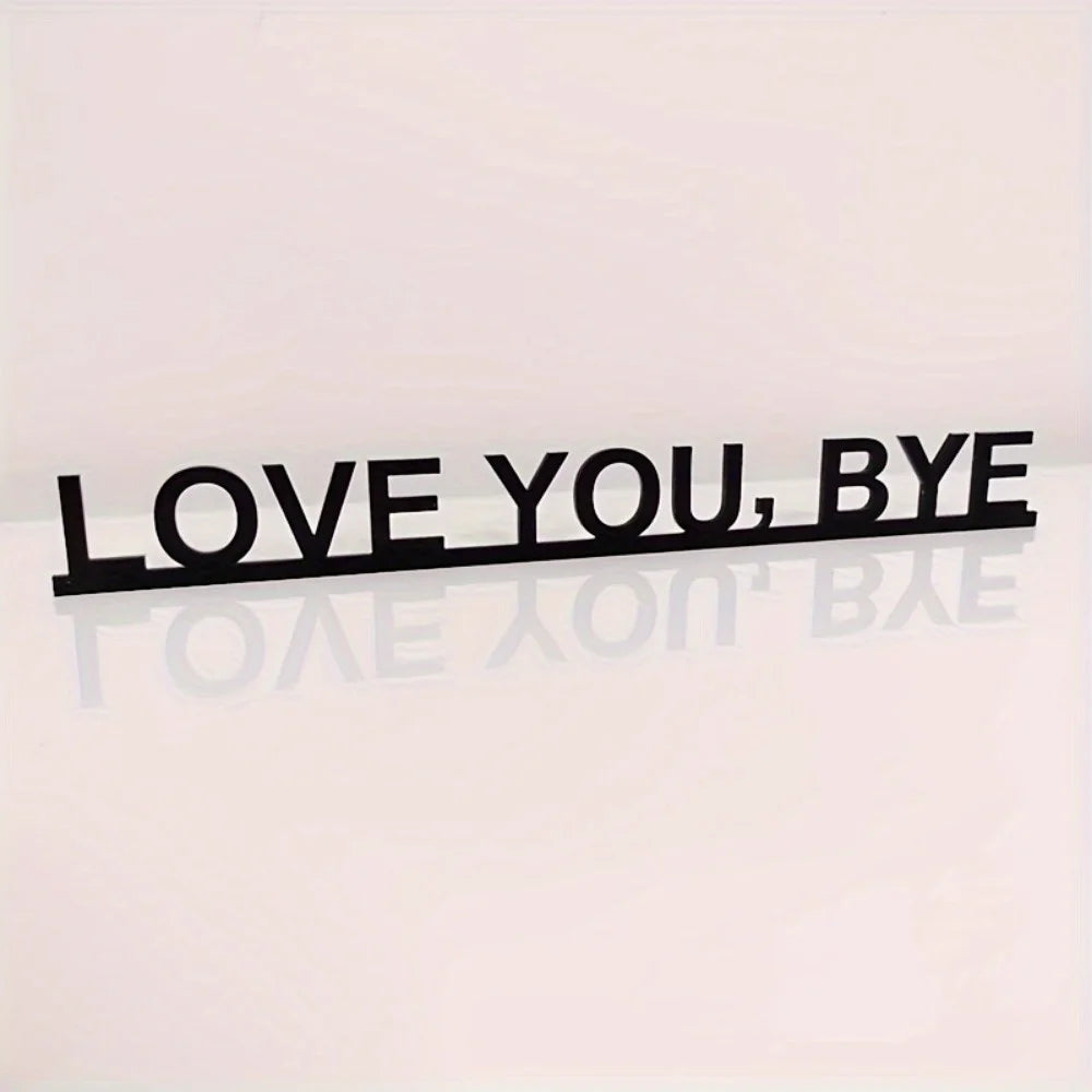 Modern Metal "LOVE YOU, BYE" Wall Art – Love Themed Wall Sculpture for Living Room,Wedding,Christmas,Indoor Wall Mounted Artwork