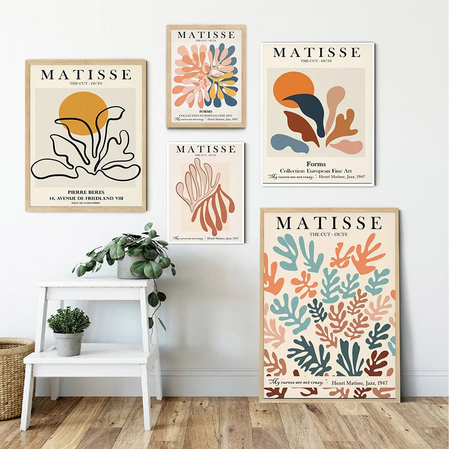 Abstract Wall Art Matisse Poster Line Face Coral Leaves Posters and Prints Canvas Paintings for Interior Pictures Room Art Decor