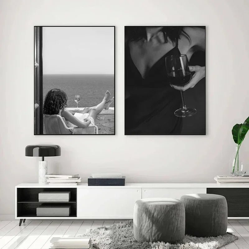 Modern Black and White Wall Art Fashion Sexy Woman Back Luxury Bathroom HD Canvas Poster Prints Home Bedroom Living Room Decor