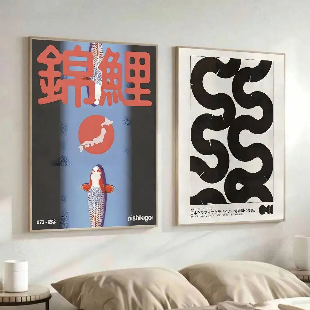 Classic Abstract Wall Art Japanese   Poster Wall Art Printing Waterproof Home Living Bed Room Bar Aesthetic Decor