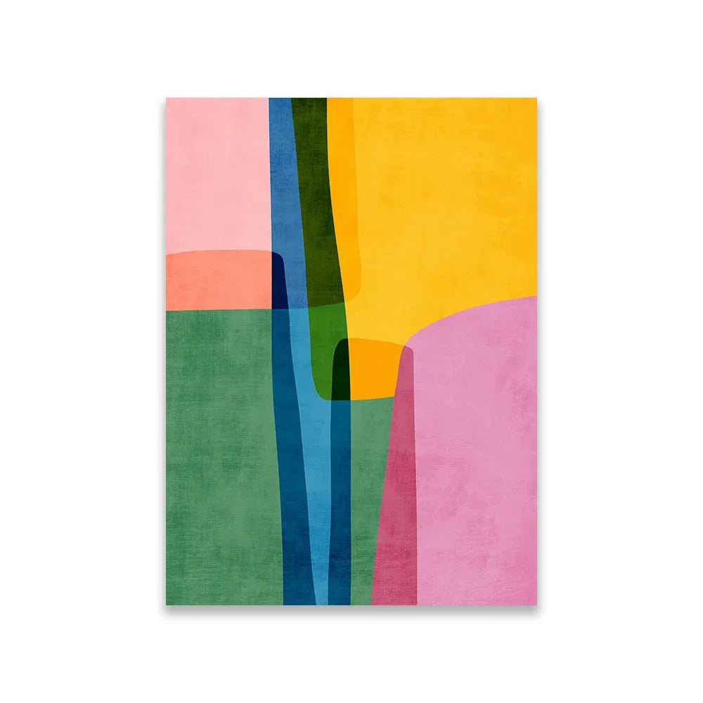 Colorful Vibrant Wall Art Poster Tones Lines Prints Abstract Rounded Shapes Art Poster Canvas Painting Bedroom Nursery Decor