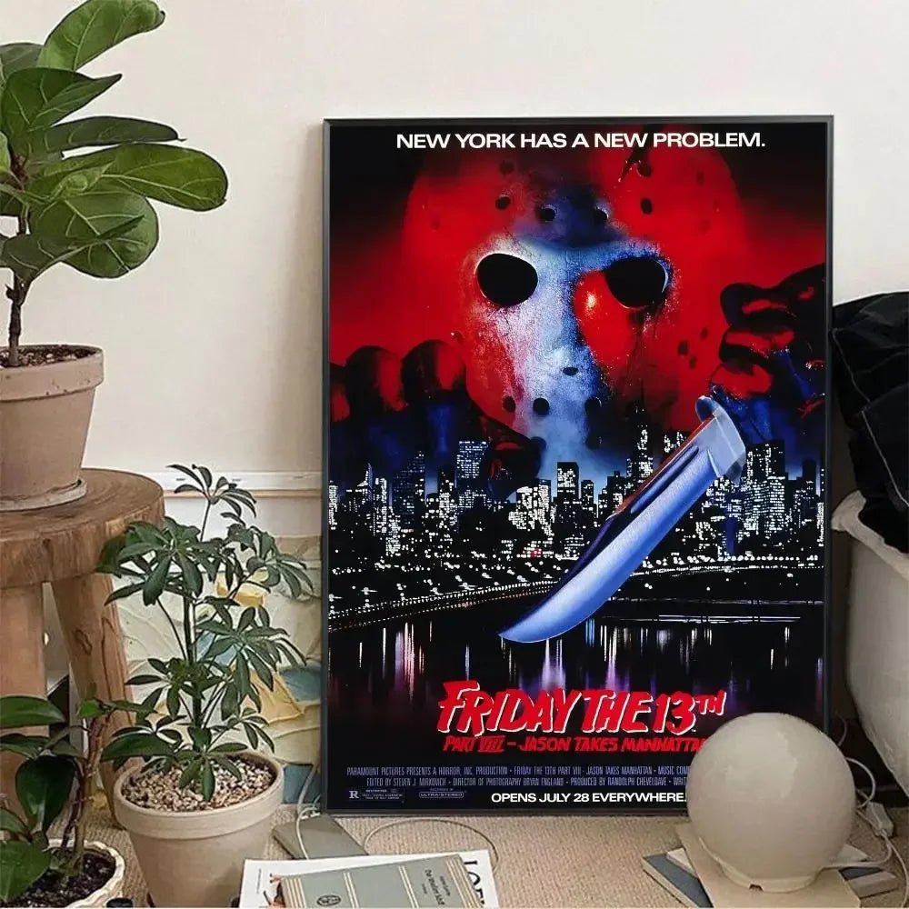 Horror Movie Friday The 13th Wall Art, HD Canvas Print Poster, Suitable for Home, Living Room, Room Decoration Painting