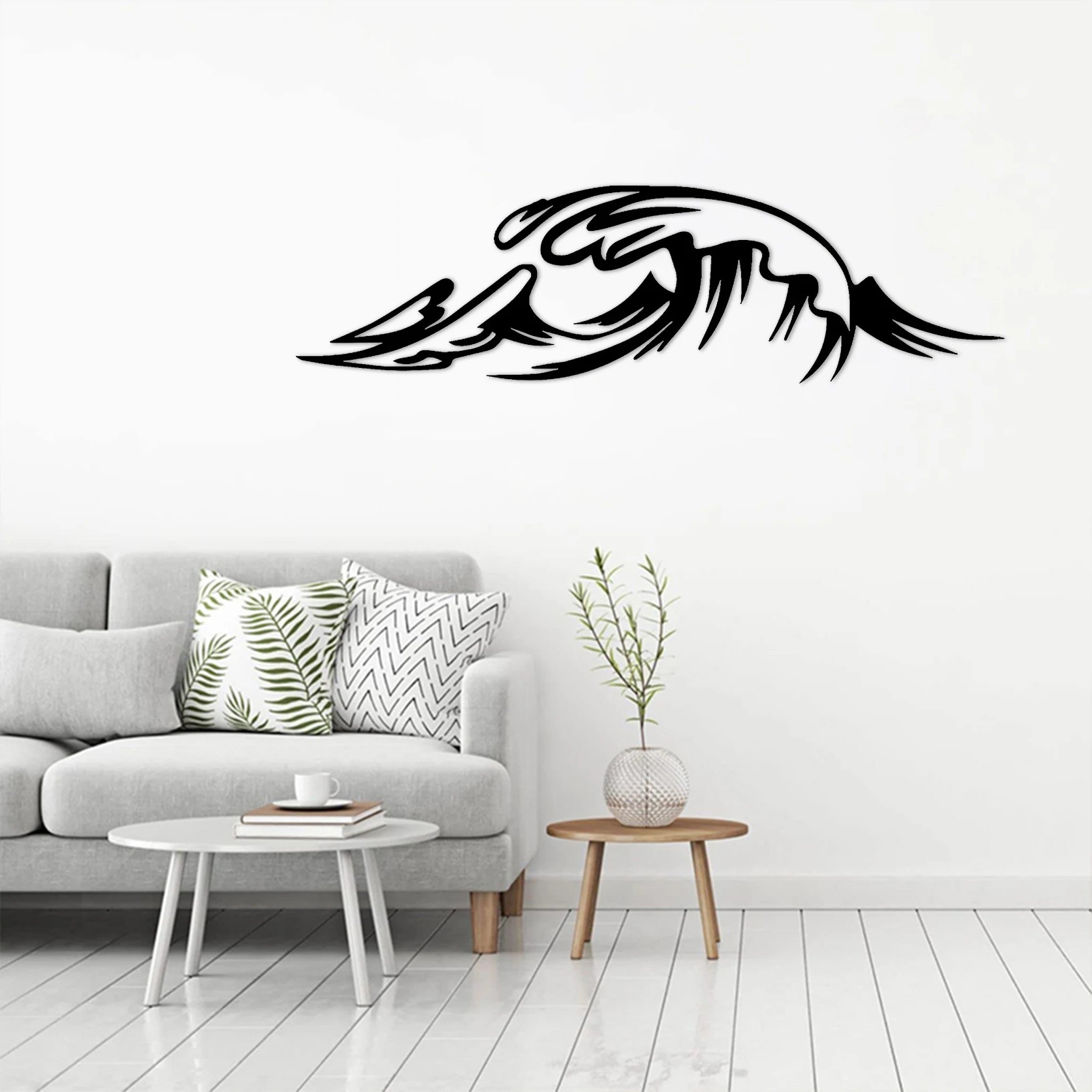 Wave Wall Decor Black Metal Wire Wall Art Ocean Coastal Sea Beach Pictures Surf Nursery Themed Hanging for Living Room Bathroom