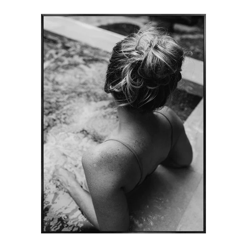 Modern Black and White Wall Art Fashion Sexy Woman Back Luxury Bathroom HD Canvas Poster Prints Home Bedroom Living Room Decor