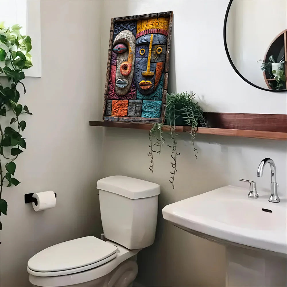 African Tribal Culture Aluminum Wall Art - Moisture-Resistant Metal Decor with 3D Embossed Design for Home, Office & Gift A1323