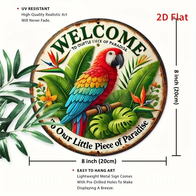 Welcome to Us Our Little Piece of Paradise - Wall Art Decoration - Suitable for Room, Enhance Your Space Aesthetic Appeal