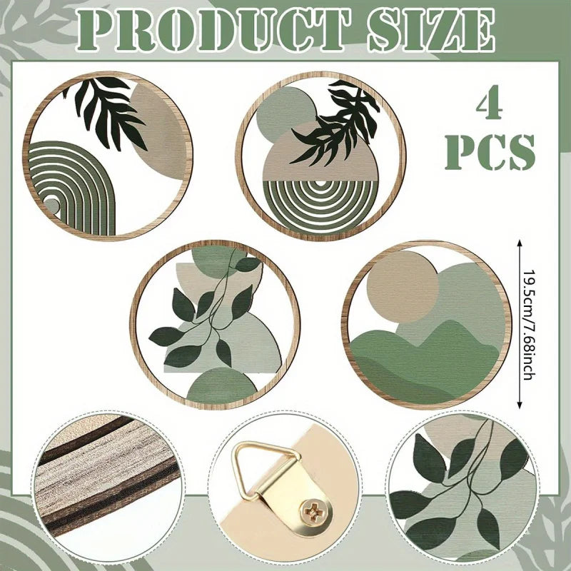 4 Bohemian Wall Art Set - Wooden Bohemian Decor,Geometric Hanging Artwork,Suitable for baby room,Farmhouse Aesthetic Minimalist