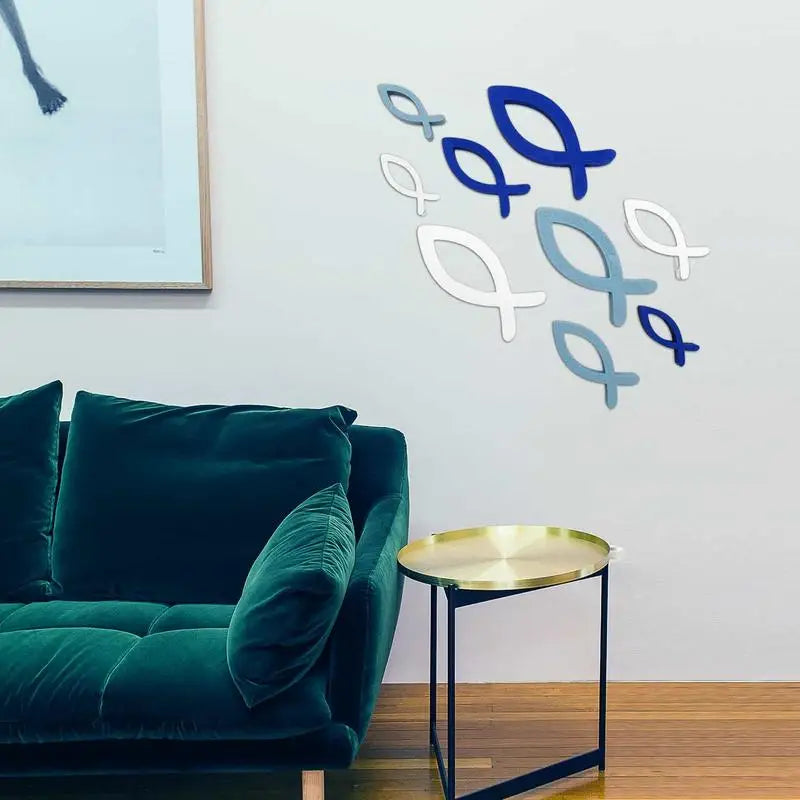 Wooden Fish Wall Art Handcrafted Ocean Fish Wall Decor with 9 Random Sizes Coastal Wall Decor for Living Room Bathroom Pool