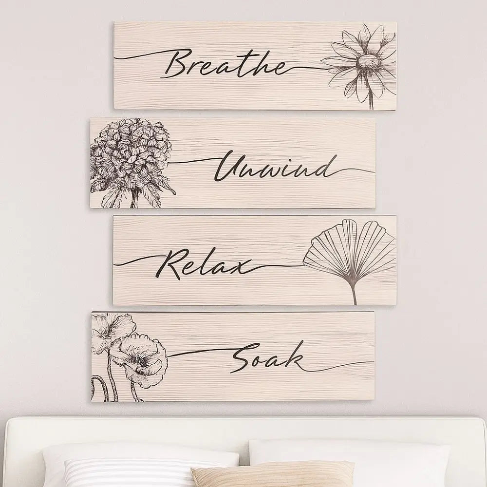 Wall Plate Wooden Floral Wall Art Funny Decorative Plants Hanging Sign Handmade Wall Decor Paintings Office