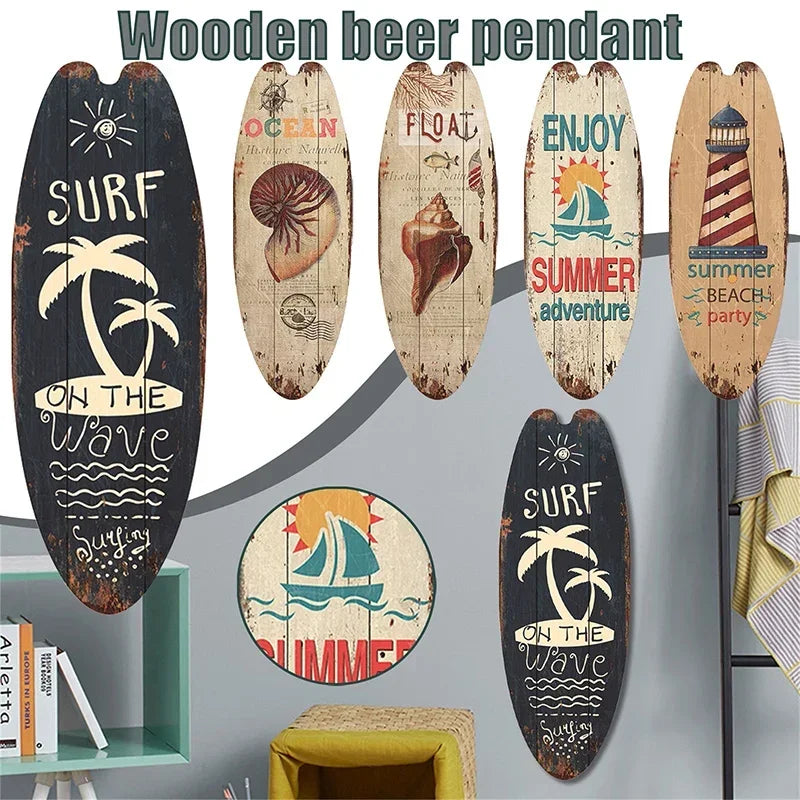 wall art room decor Vintage Wooden Sign Sea Surfboard Summer Beach Ocean Decorative Board Welcome Bar Home Wall Hanging Pendant