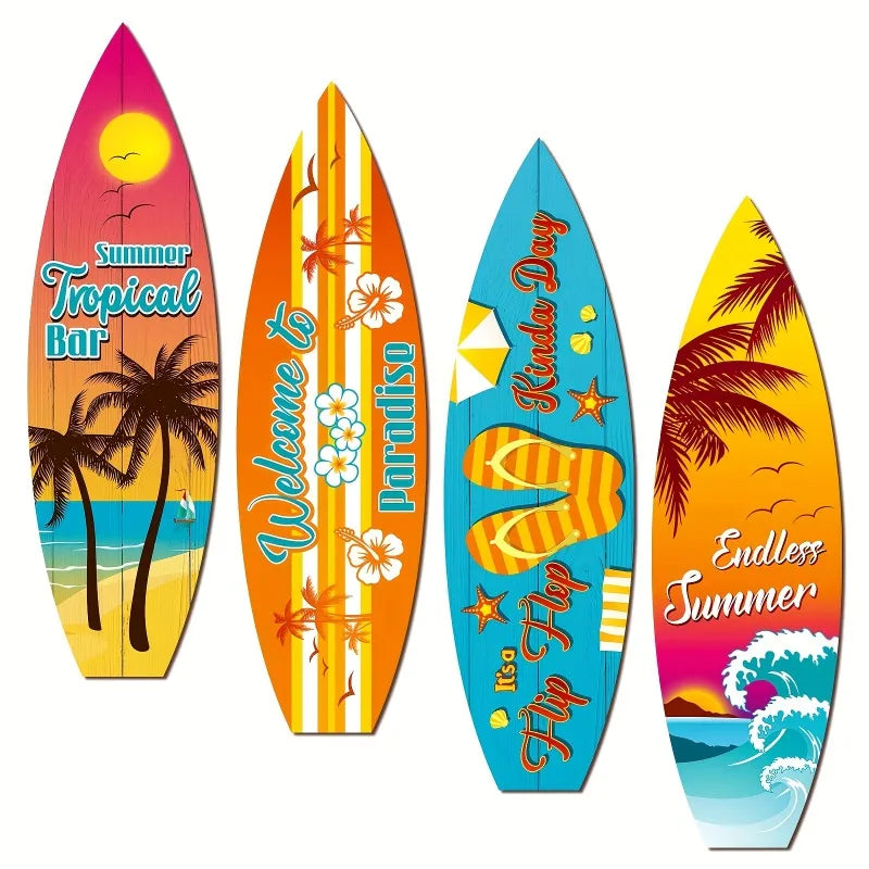 Vintage Surfboard Wall Art - Handcrafted Wooden Beach Decor for Coastal Farmhouse Living Rooms & Nautical Bathroom Spaces