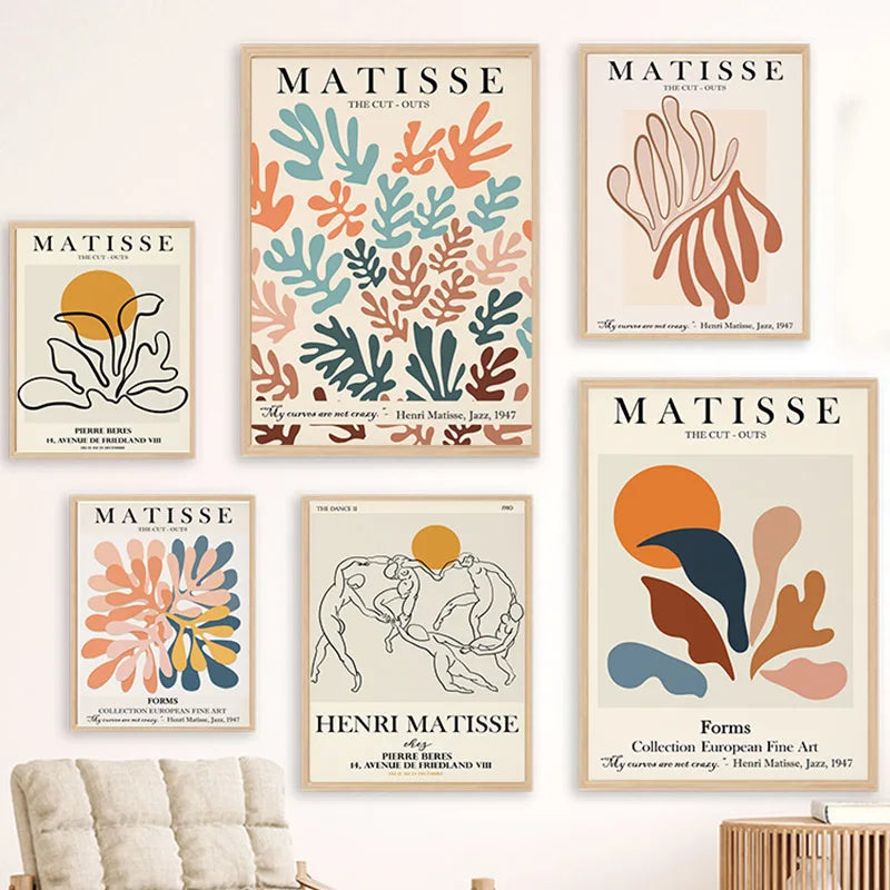 Abstract Wall Art Matisse Poster Line Face Coral Leaves Posters and Prints Canvas Paintings for Interior Pictures Room Art Decor