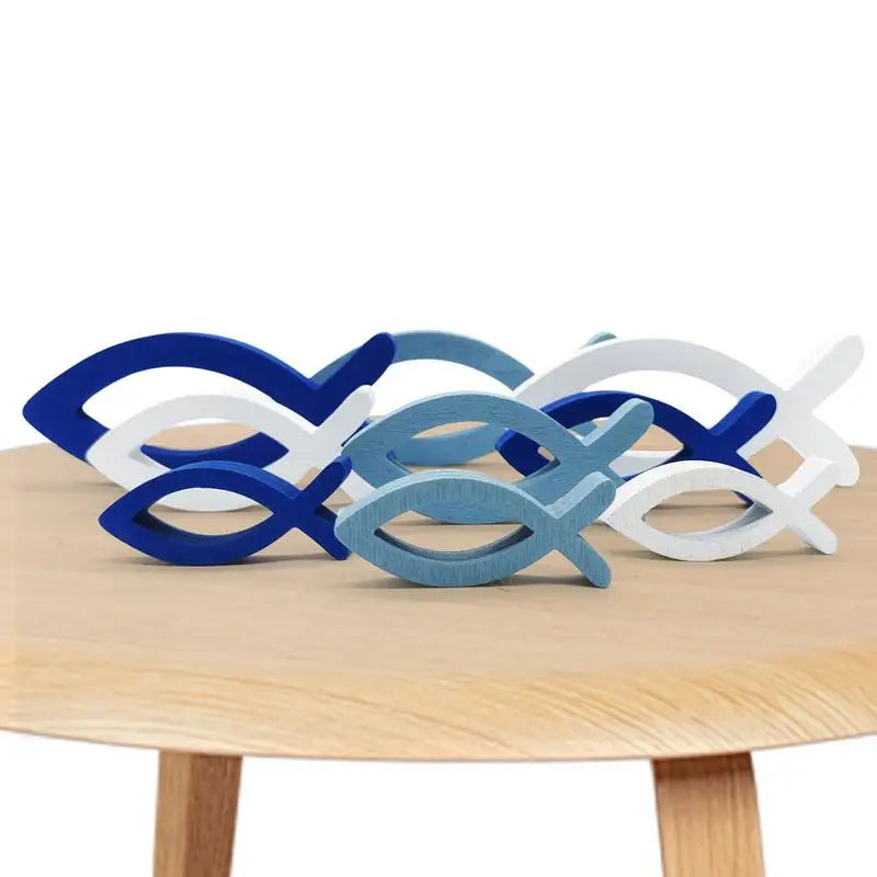 Wooden Fish Wall Art Handcrafted Ocean Fish Wall Decor with 9 Random Sizes Coastal Wall Decor for Living Room Bathroom Pool