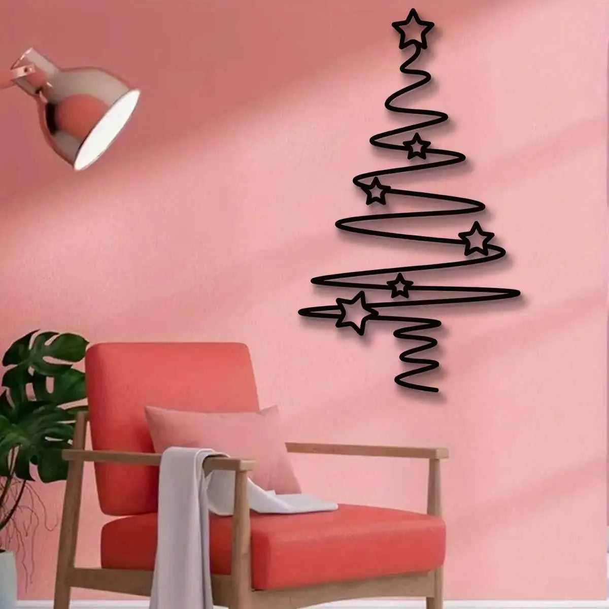[Wall Decoration Christmas Tree] Elegant Black Christmas Tree Wall Art - Non-Electric Holiday Decor for Indoor & Outdoor.