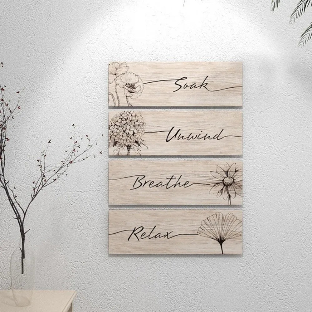 Wall Plate Wooden Floral Wall Art Funny Decorative Plants Hanging Sign Handmade Wall Decor Paintings Office