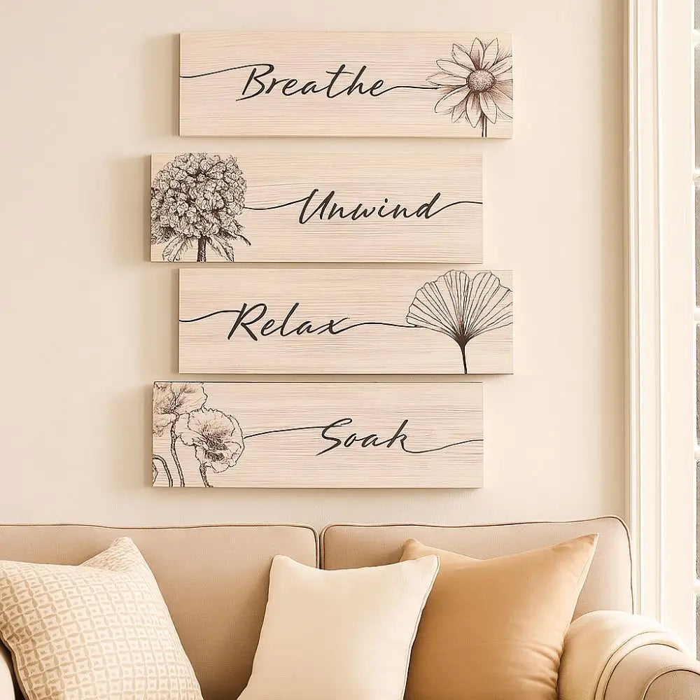 Wall Plate Wooden Floral Wall Art Funny Decorative Plants Hanging Sign Handmade Wall Decor Paintings Office