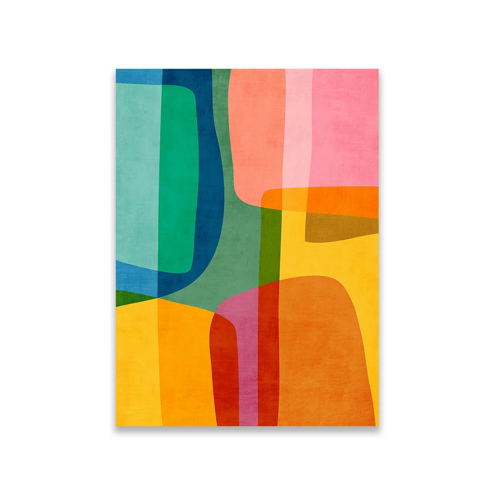 Colorful Vibrant Wall Art Poster Tones Lines Prints Abstract Rounded Shapes Art Poster Canvas Painting Bedroom Nursery Decor