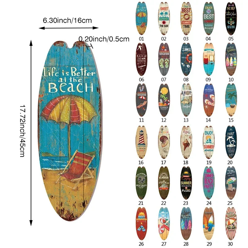 wall art room decor Vintage Wooden Sign Sea Surfboard Summer Beach Ocean Decorative Board Welcome Bar Home Wall Hanging Pendant