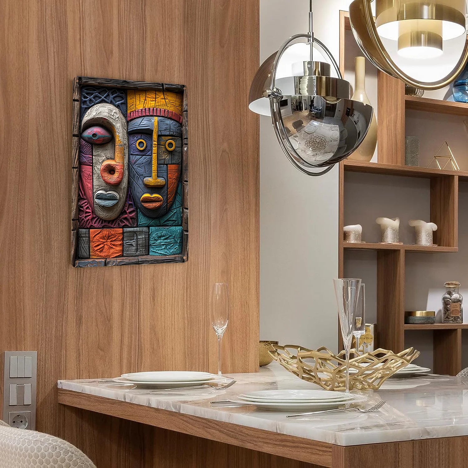 African Tribal Culture Aluminum Wall Art - Moisture-Resistant Metal Decor with 3D Embossed Design for Home, Office & Gift A1323