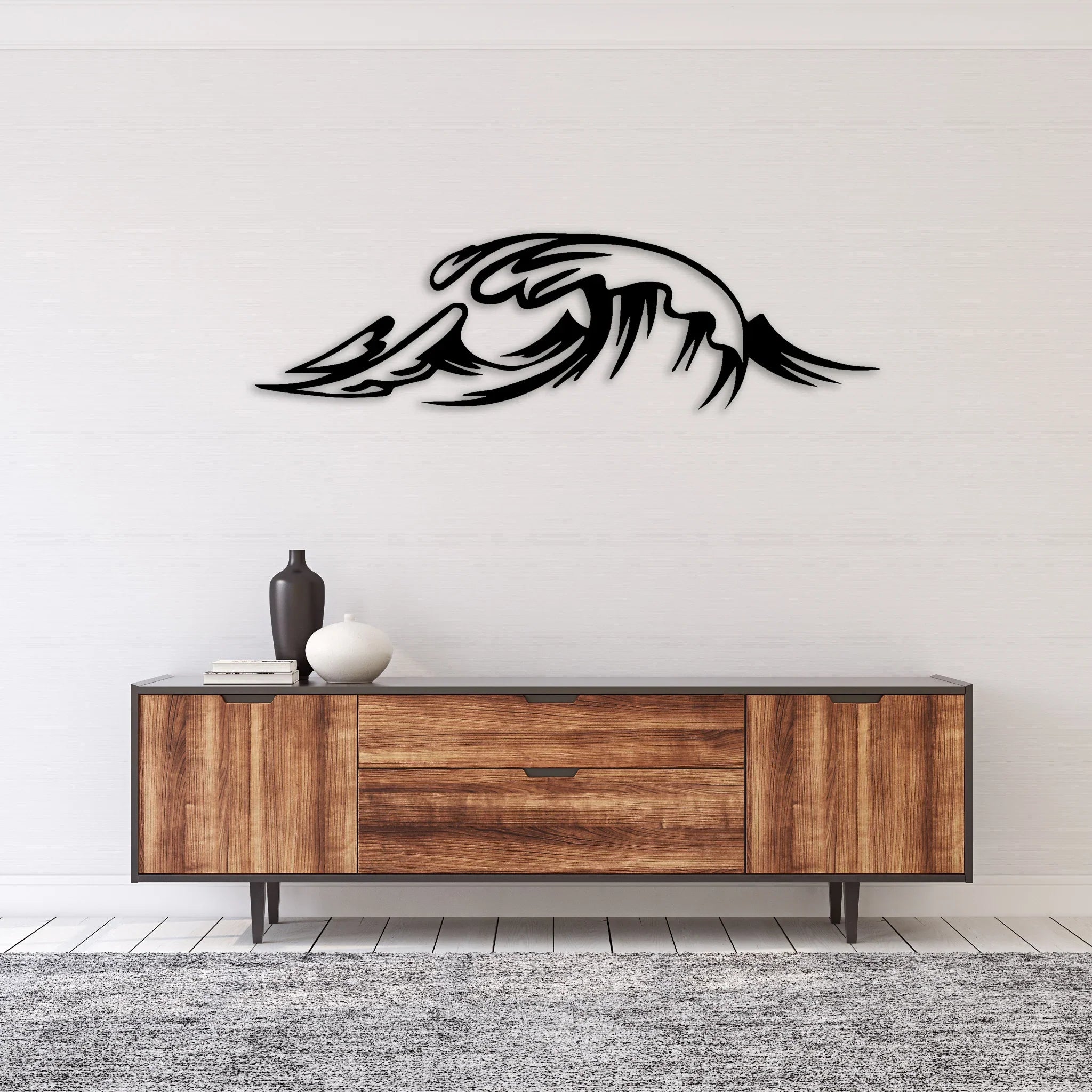Wave Wall Decor Black Metal Wire Wall Art Ocean Coastal Sea Beach Pictures Surf Nursery Themed Hanging for Living Room Bathroom