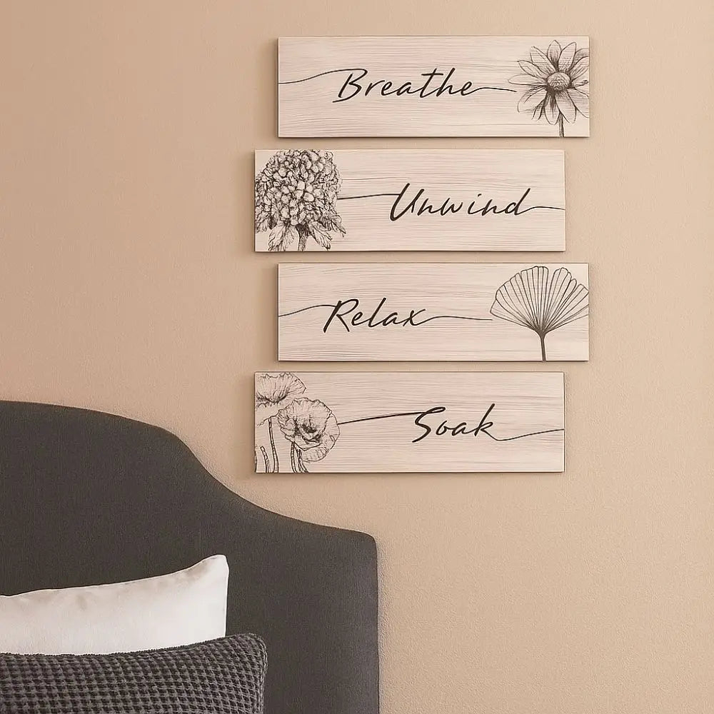 Wall Plate Wooden Floral Wall Art Funny Decorative Plants Hanging Sign Handmade Wall Decor Paintings Office