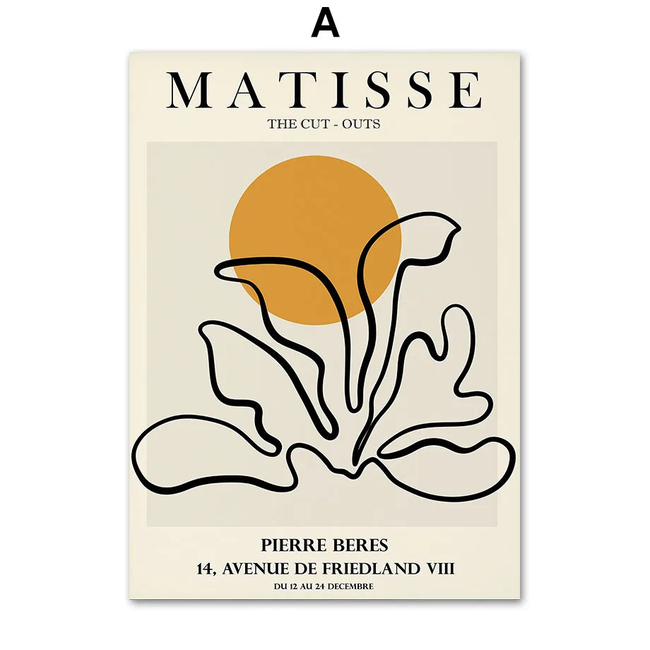 Abstract Wall Art Matisse Poster Line Face Coral Leaves Posters and Prints Canvas Paintings for Interior Pictures Room Art Decor