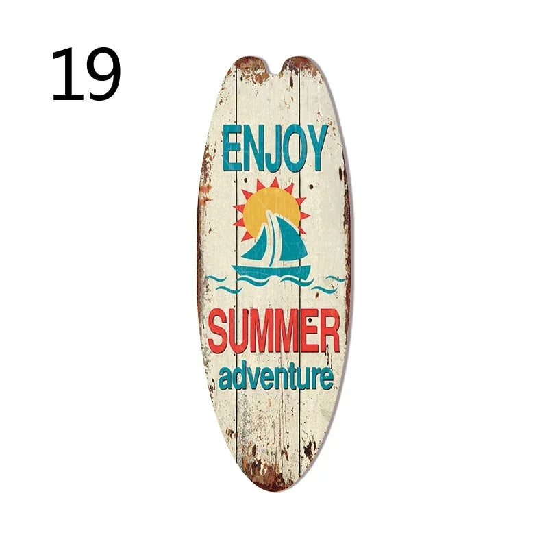 wall art room decor Vintage Wooden Sign Sea Surfboard Summer Beach Ocean Decorative Board Welcome Bar Home Wall Hanging Pendant