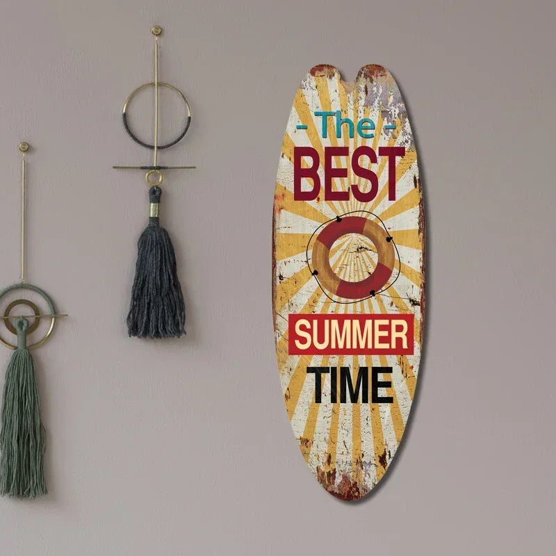 wall art room decor Vintage Wooden Sign Sea Surfboard Summer Beach Ocean Decorative Board Welcome Bar Home Wall Hanging Pendant
