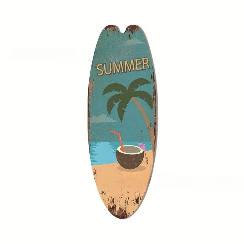 wall art room decor Vintage Wooden Sign Sea Surfboard Summer Beach Ocean Decorative Board Welcome Bar Home Wall Hanging Pendant